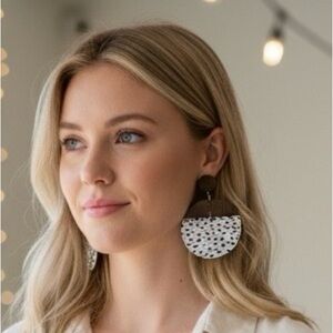 Black and White Dalmatian Print Earrings